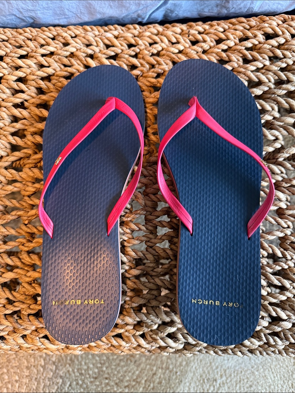 Tory Burch vibrant pink multi flip flop